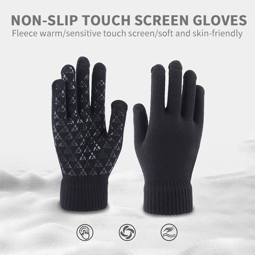 A Pair Of Men's Wool Finger Gloves, Men's Autumn And Winter Touch Screen  Warm Gloves, Fashionable Thickened Outdoor Cycling Non-slip Gloves