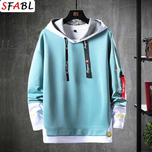 SFABL Letter Printed Mens Hoodies Japanese Style Hip Hop Casual