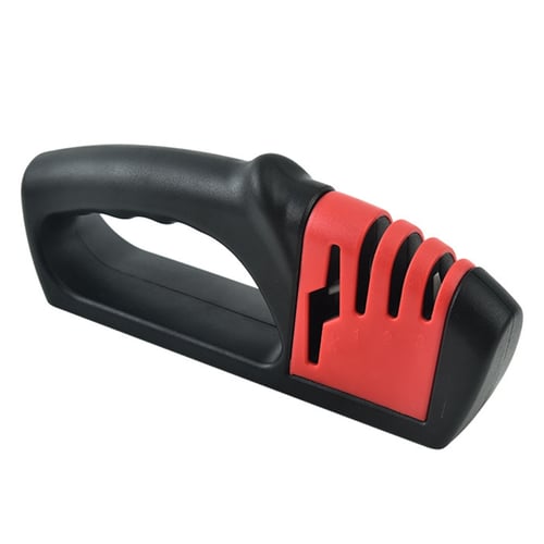 Kitchen 3-stage knife sharpener household multi-function handheld three-use  black red whetstone kitchen tool 