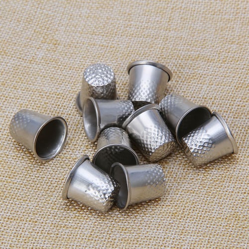 10 Pcs Thimble and Finger Protector, 3 Colors Metal Thimble,  Copper Sewing Thimble with 4 Pcs Leather Finger Protector, Adjustable Finger  Shield Ring for Sewing and Stitching Finger Protection