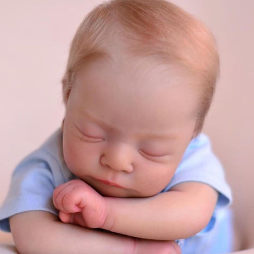 45CM Newborn Full Silicone Baby Boy Doll Reborn Sleeping Soft Cuddly Body  3D Skin with Visible Veins Handmade Doll