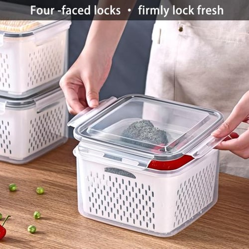 4-Piece Airtight Fruit Veggie Storage Containers with Removable