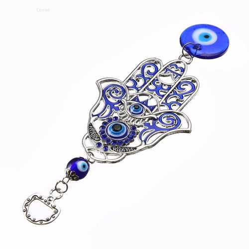 pdtoweb Luck Turkish Blue Hamsa Hand Glass Evil Eye Amulet Wall