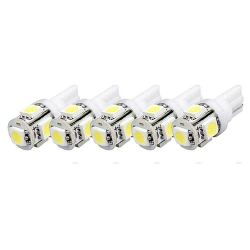 5 SMD LED Wedge Bulbs, T10 W5W 501 LEDs