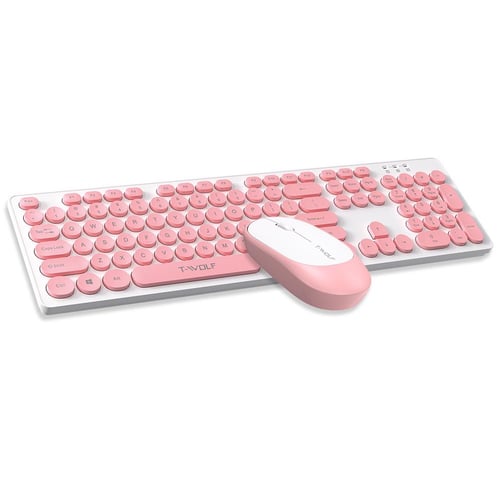 Slim Wireless Keyboard and Mouse Combo with 110 Color Round Keycaps for PC  Laptop Mac