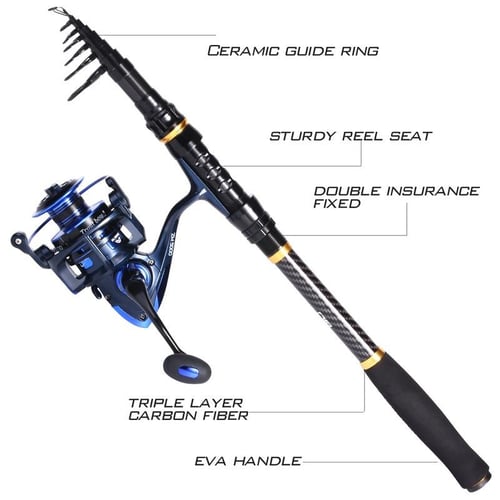Telescopic Fishing Rod Reel Combos 1.8M-3.6M Travel Fishing Rods With 13+1BB  Spinning Fishing Reel