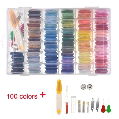 Embroidery Floss Kit & Organizer Storage Box - 100 Premium Color