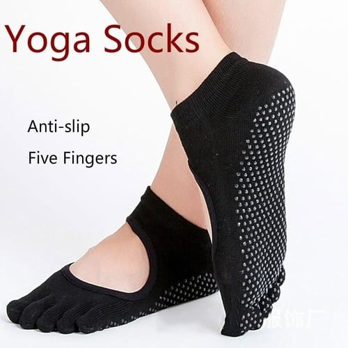 New Women Yoga Socks Anti-Slip Five Fingers Backless Silicone