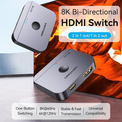 8k 3 Port Hdmi Switch 3 In 1 Out 4k@120hz 8k@60hz Hdmi 2.1 Hdmi Switcher  3x1 Splitter Hdr Uhd Vrr For Ps5 Xbox Series X 8k Tv, Switch Hdmi, 8k Hdmi,  Video