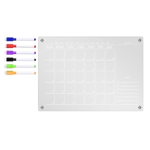 Acrylic Magnetic Monthly and Weekly Calendar for Fridge with Dry Erase  Markers