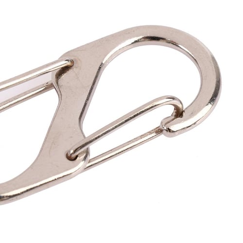 Stainless Steel S Type Carabiner with Lock Mini Keychain Hook Anti