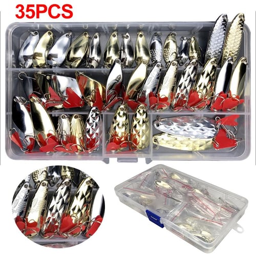 Mayitr 35 Pcs Fishing Lures Pike Trout Bass Spoons Spinners Bait Metal  Tackle With Box - buy Mayitr 35 Pcs Fishing Lures Pike Trout Bass Spoons  Spinners Bait Metal Tackle With Box