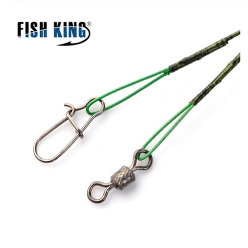 10pcs Anti Bite Steel Fishing Line Steel Wire Leader With Swivel