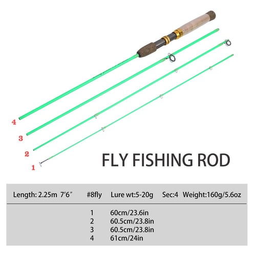 Fly Fishing Rod 9ft 5 Sections Carbon Fiber Fly Fishing Pole Rod Bass Trout Fly Fishing Tackle Tool
