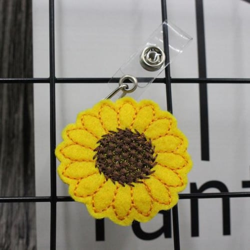Sunflower Retractable Reel Recoil ID Badge Lanyard Name Tag Key Card Holder