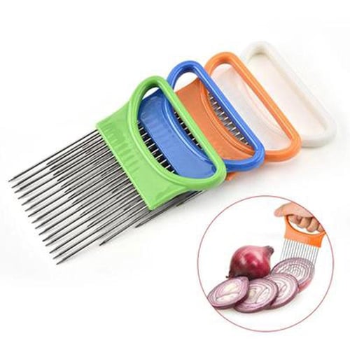 1pc Stainless Steel Cutter Slicer Gadget Meat Onion Fork Slicing Helper  Multipurpose Vegetable Slicer Kitchen Tool