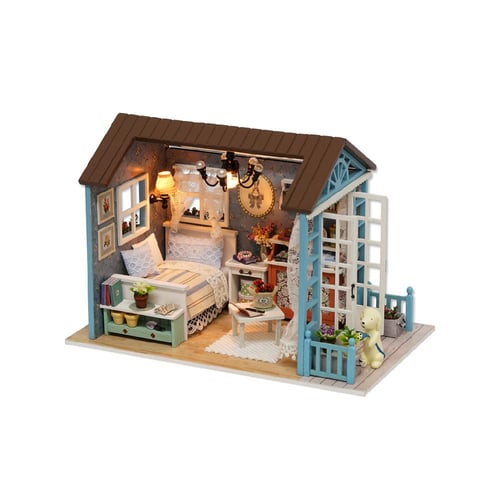 CUTEBEE DIY Dollhouse Wooden Miniature Mini Doll House with Garden to Build  Furniture Kit Casa Toys for Children Birthday Gift