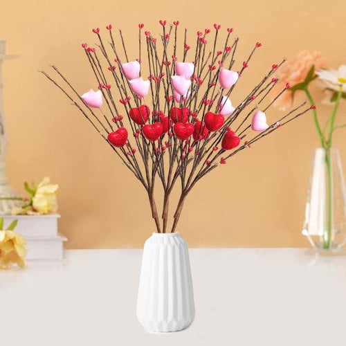 30Pcs Artificial Fruit Snow Frosted Red Berry Stems Realistic