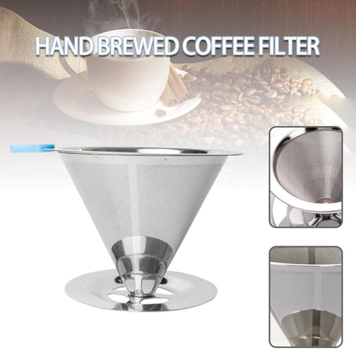 1pc Stainless Steel Dripper With Base, Pour-Over Coffee Filter Coffee Pour  Over Coffee Dripper Maker Reusable Filter Metal Cone Cup Filter Tools, Kitc