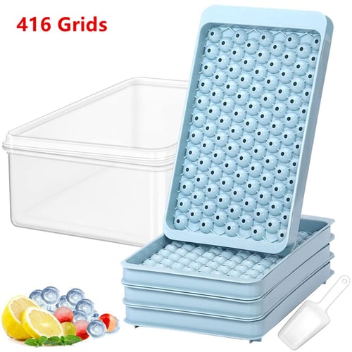PDTO Ice Cube Tray with Lid and Bin for Freezer Ice Cube Mold Ice