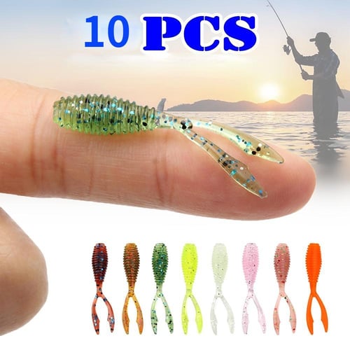 10PCS Soft Plastic Fishing Lures 0.4g/36mm Twin Tail Artificial