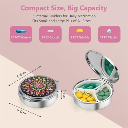 Pill Case Portable Small Weekly Travel Pill Organizer Portable Pocket Pill  Box Dispenser For Purse Vitamin Fish Oil Compartments Container Medicine Bo