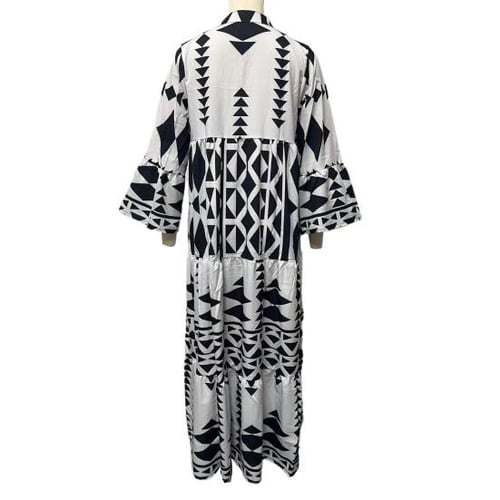 Bohemian College Geometric Printing Contrast Turndown Collar Tops(7 Colors) Bohemian College Geometric Printing Contrast Turndown Collar Tops(7 Colors)