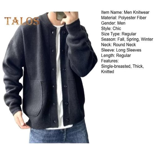 Pure Color Long Sleeve Round Neck Loose Cardigan Outwear