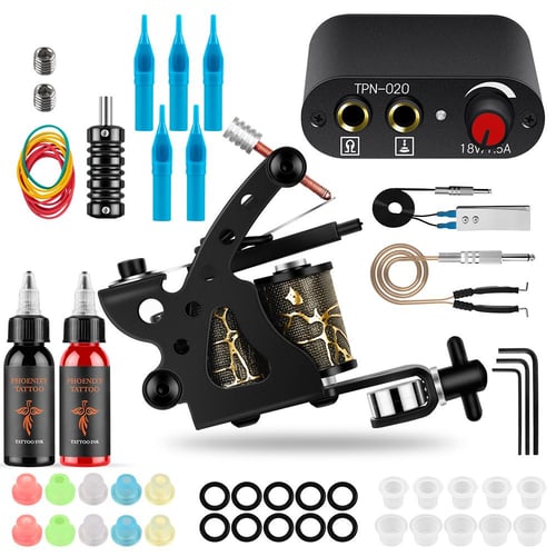 Tattoo Kit Tattoo Machines Gun Black Ink Set Power Supply Grips Body Art  Tools Set Tattoo Permanent Makeup Tattoo Set