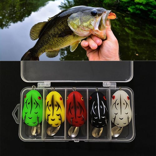 Cheap 5pcs/Lot Soft Frog Fishing Lures Double Hooks Artificial Minnow Crank  Soft Bait Fishing Tackle