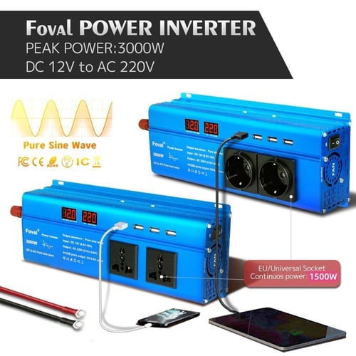 Cheap DC 12V to AC 220V 1500W/2000W/2600W Peak LCD Display Car Inverter  Charger Voltage Converter EU Socket Auto Accessories Supply 220V Power  Inverter