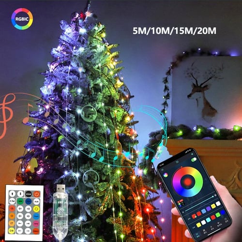 10m/20m Usb Christmas Tree Led String Lights With Smart Bluetooth