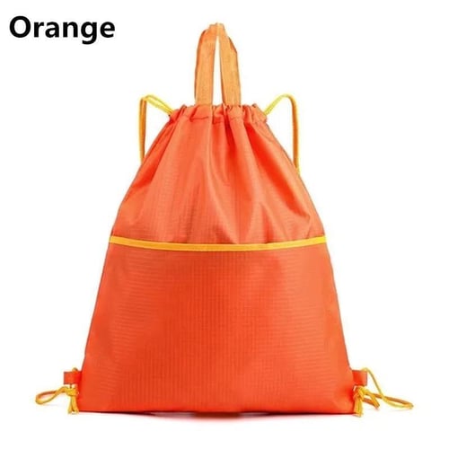 Drawstring Backpack Bag, Waterproof Draw String Back Sack With Zip Pocket,  Gym Drawstring Bags Swim Bag For Men Women-red