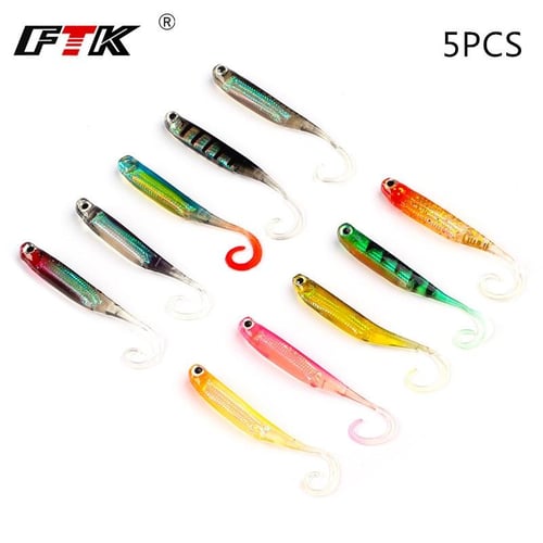 FTK 5 PCS 7.5CM Weight 2.5G Fishing Bass Carp Lure Minnow Soft