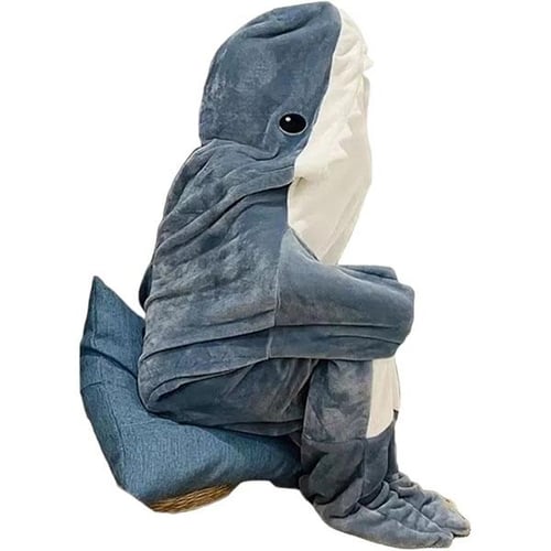 Fabric Cartoon Shark Sleeping Bag Shawl Blanket Wearable Blanket Shark  Blanket