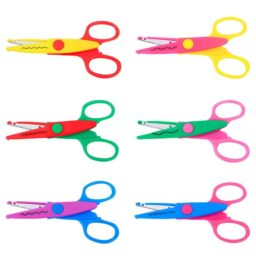 6pc/lot Children Kids Paper Craft Scissors 6 Cutting Patterns