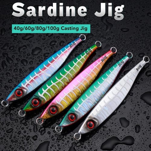 Fishing Lures 1pc Artificial Fishing Lure，Hard Sea Fishing Lure Slow  Jigging Metal Lure 40g 60g 80g Fishing Bait Jig Lure Oscillating