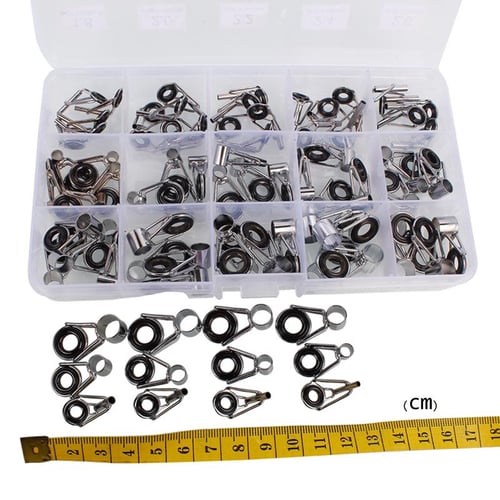 75Pcs/Box Fishing Rod Guides Tip Set Repair Kit DIY Eye Rings