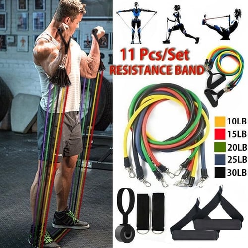 11PCS/Set Latex Resistance Bands Training Exercise Yoga Tubes Pull Rope  Rubber Expander Elastic Bands Fitness 