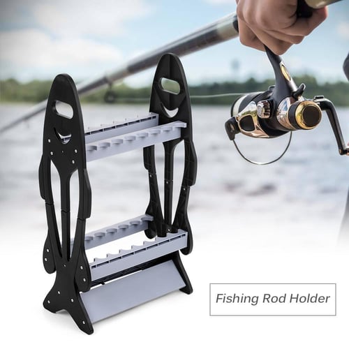 Fish Shape 16 Fishing Rod Holder Storage Rack Compact Fishing Pole