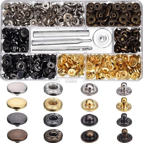 Copper Snap Fasteners Press Studs No Sewing Clothing Snaps Button 39 Set  with Fixing Tool for Fabric, Leather Craft (12 mm)