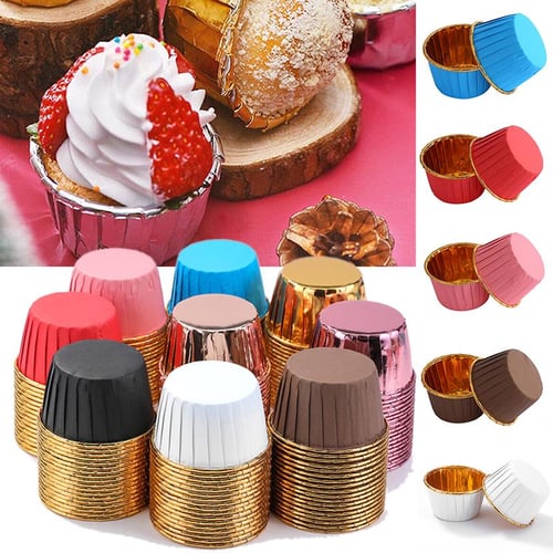 50pcs/set Paper Cake Baking Cup, Silver Muffin Cupcake Liner For