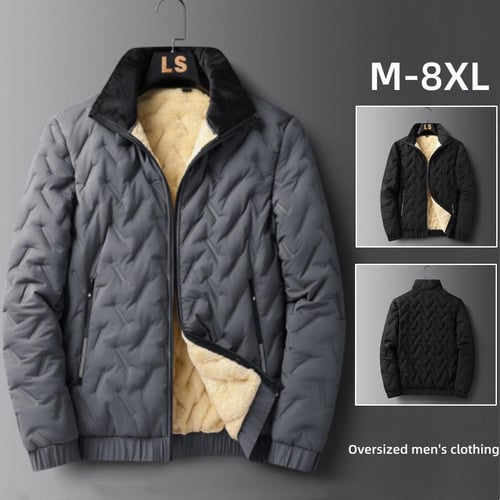 Men's Winter Windproof Fleece Lined Jacket Warm Breathable Zip-Up