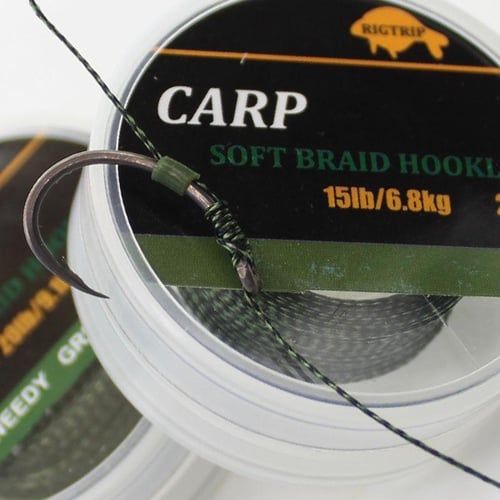 20m Soft Braided Hooklink Carp Fishing Line for Hair Rig Un Coated
