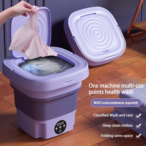 Folding Washing Machine, 2.8L Capacity Portable Mini Washing Machine  Underwear Artifact for Bedrooms : : Home