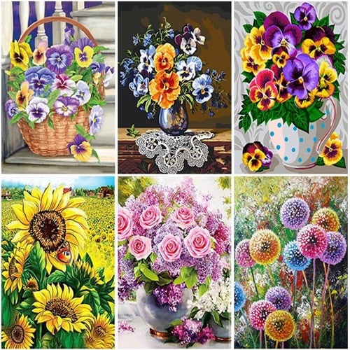 Cheap Flowers 5D DIY Diamond Painting Full Square/Round Drill Gorgeous  Flowers Diamond Embroidery Kits Cross Stitch Home Decor Gift