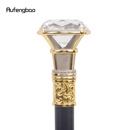 Purple Diamond Type Golden Walking Cane Walking Stick Elegant Cane Crosier