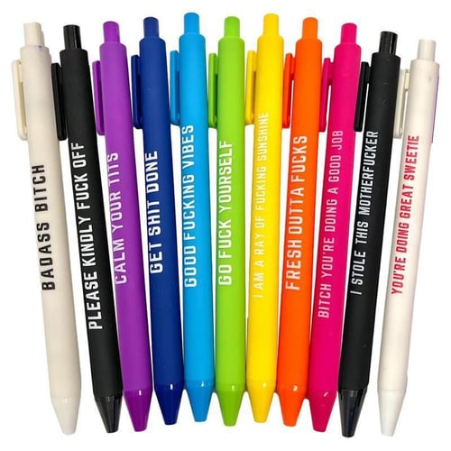 New 5pcs Motivational Badass Pen Set Funny Daily Ballpoint Pens