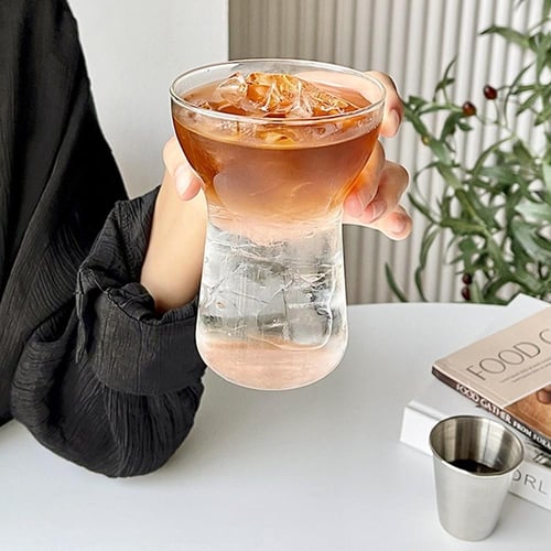 Cola Can Shaped Glass Cup Transparent Glass Tea Coffee Mug Ice Beer Cup  Juice Milk Drinking Cup Mug Bar Cocktail Cup 400ml/550ml