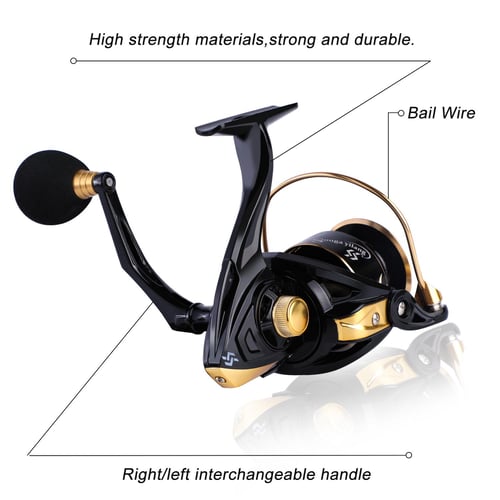 Sougayilang Spinning Fishing Reel 5.2:1 Gear Ratio Fishing Reel 1000-4000  With Aluminum Spool Red/Gold Freshwater Saltwater Fishing Tackle